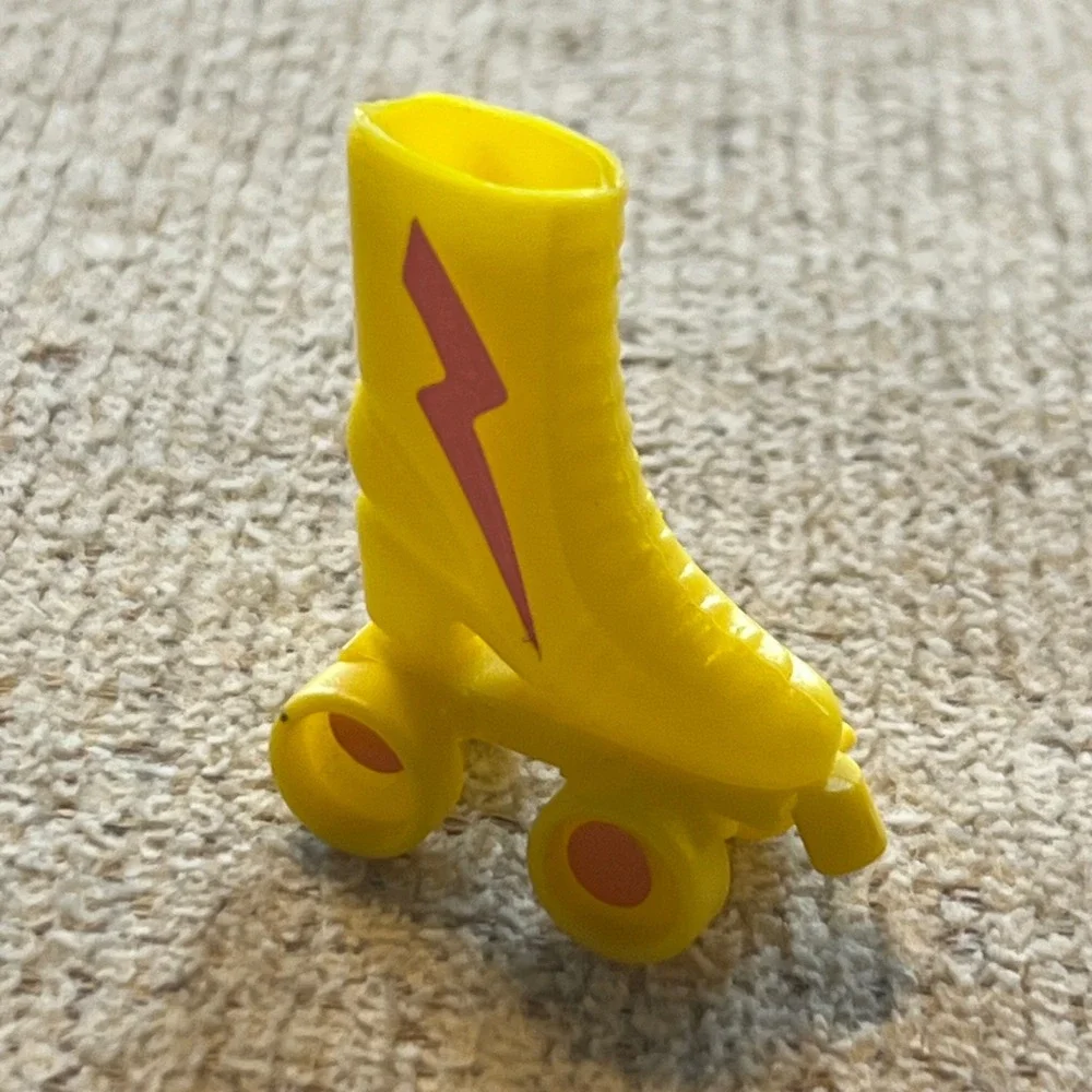 Vintage Barbie Yellow Plastic Roller Skate Pink Lightning Bolt Replacement